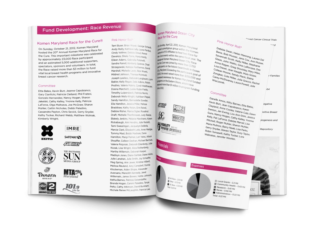 Susan G Komen Annual Report Spread 1 by Sarah Heather Gould